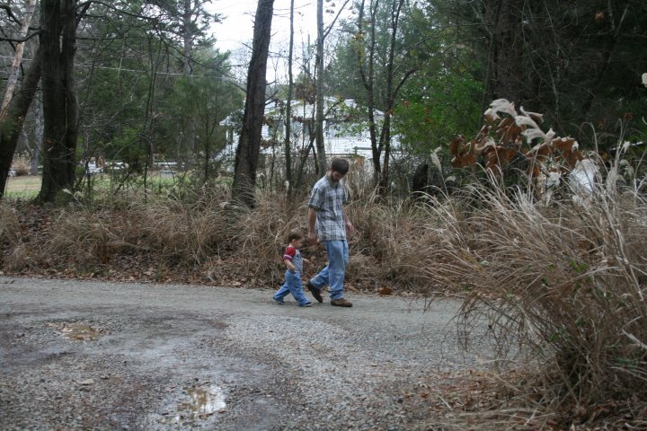 Brennan and Mark taking a walk